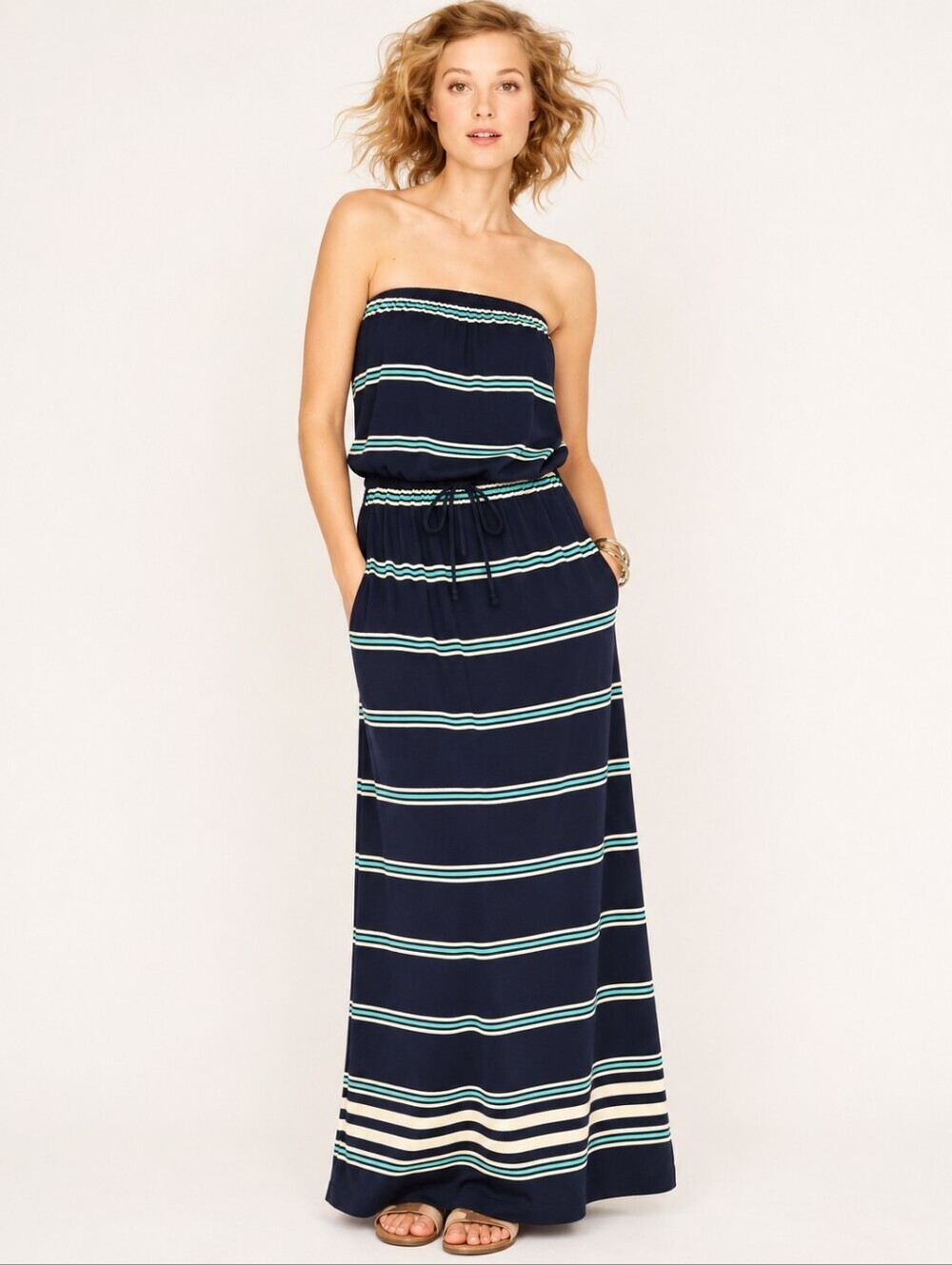 ❤️ J CREW STRAPLESS JERSEY DRESS IN STRIPE WITH POCKETS, XS